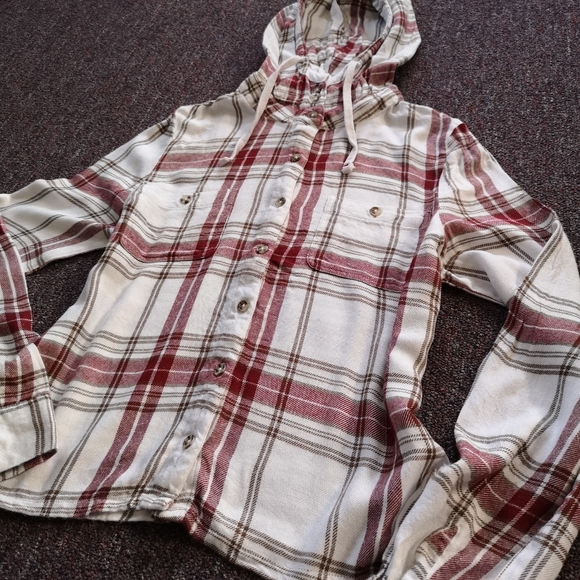 🔵3/$30 Plaid Button Up Longsleeve Hooded Shirt - Picture 4 of 14